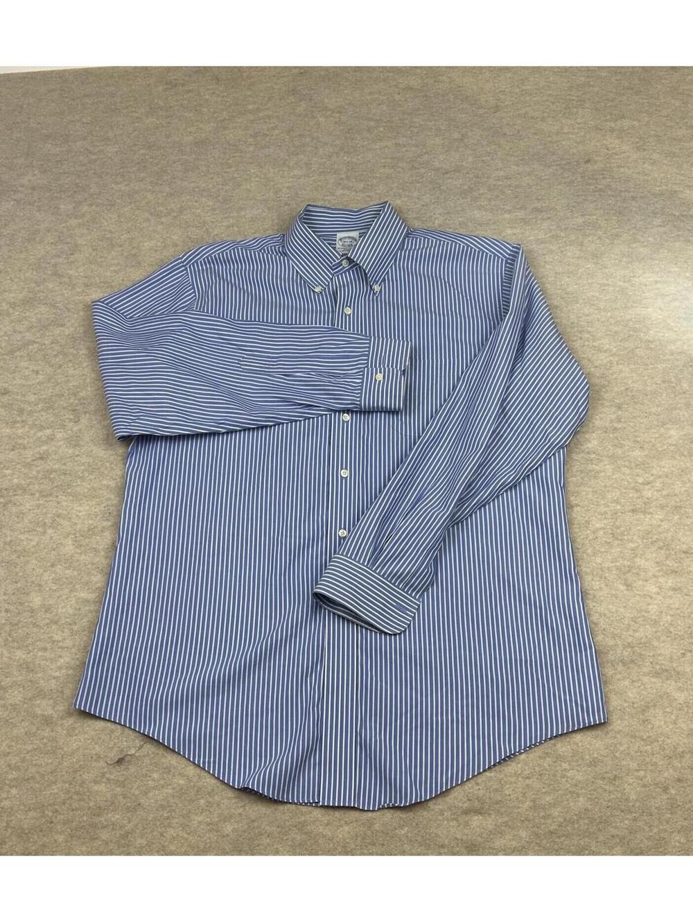 Brooks Brothers Blue / White Striped Long Sleeve Button-Front Shirt 16 1/2 x 34